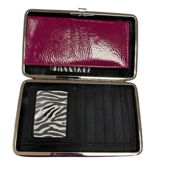 Western Bling Cross Wallet With Zebra Print Interior & Card Slots Fuchsia & Blac - Picture 5 of 7